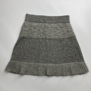Dakini Wool Blend Fit & Flare Stretch Waist Light Grey Sweater Skirt XS